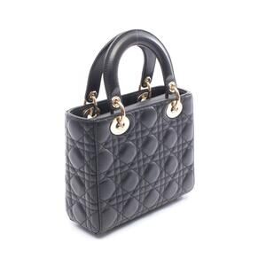Dior Cannage Black Handbag Leather Lady